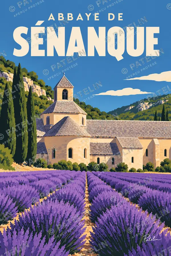 Illustration Gordes — L’abbaye de Sénanque, style Pop