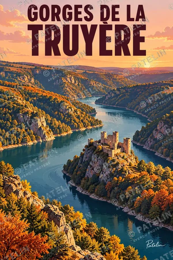 Illustration Gorges de la Truyère — Les méandres de la Truyère, style Pop