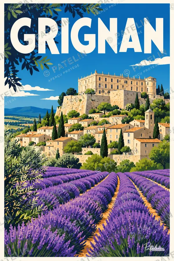 Illustration Grignan — Grignan, style Pop