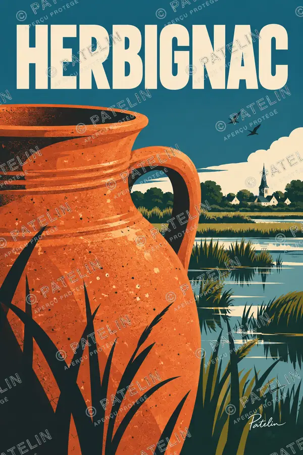 Illustration Herbignac — La poterie et les marais, style Pop