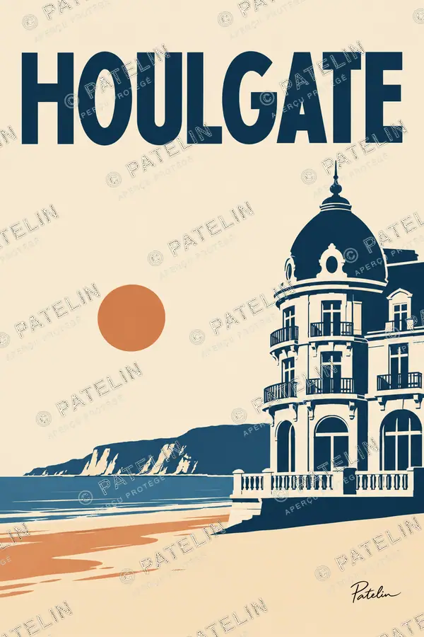 Illustration Houlgate — Le front de mer et la villa, style Minimal