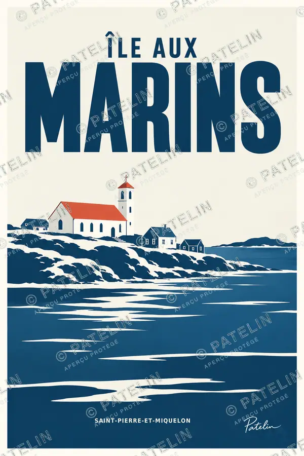 Illustration Île aux Marins — Île aux Marins, style Minimal