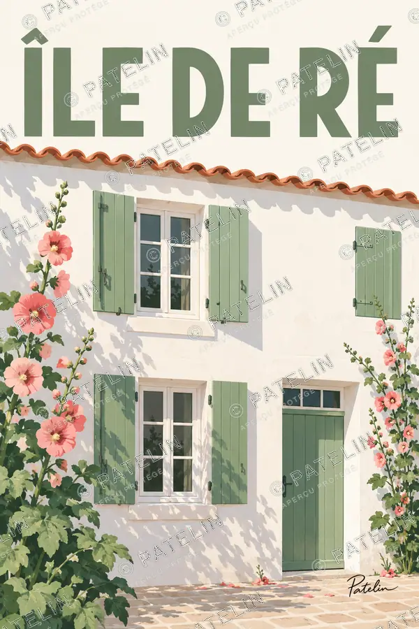 Illustration Île de Ré — La façade fleurie, style Minimal