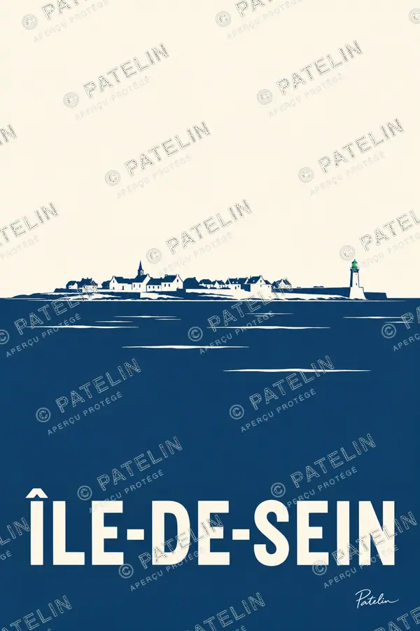 Illustration Île-de-Sein — L’île sur l’horizon, style Minimal