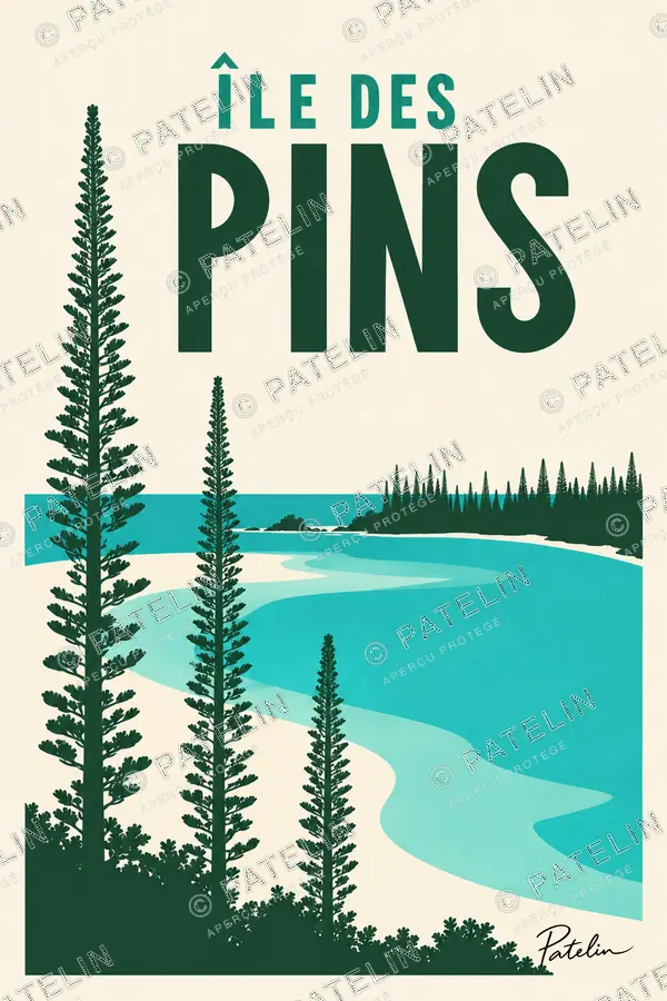 Illustration Île des Pins — Île des Pins, style Minimal