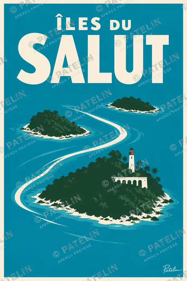 Illustration Îles du Salut — Îles du Salut, style Minimal