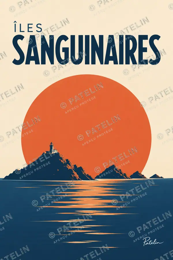 Illustration Îles Sanguinaires — Îles Sanguinaires, style Minimal