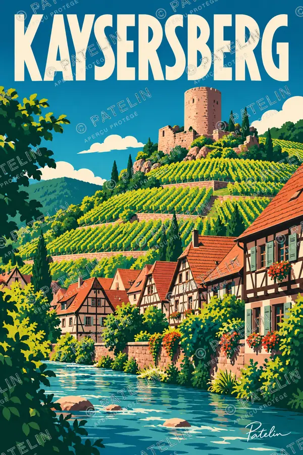 Kaysersberg — Les colombages au fil de l’eau, illustration Pop