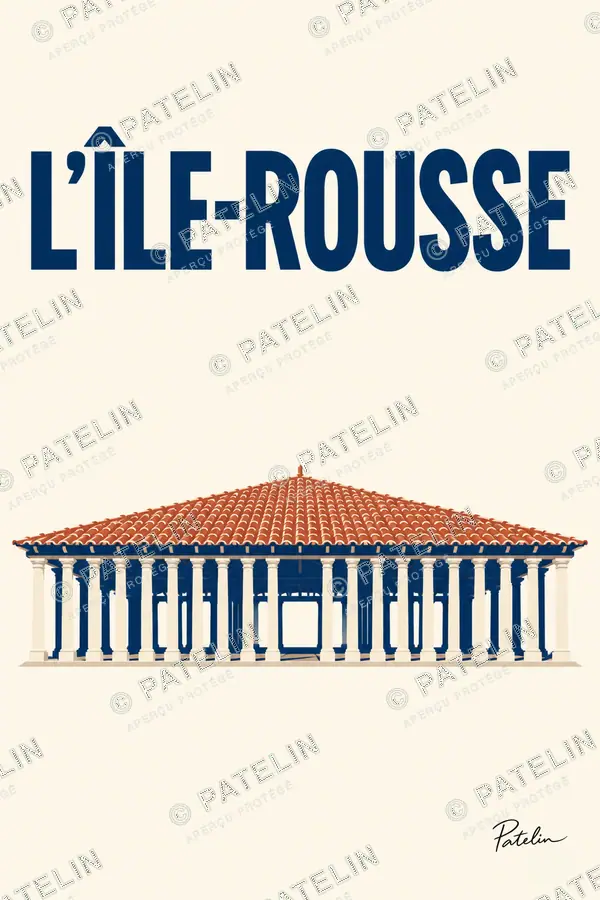 Illustration L'Île-Rousse — La halle aux colonnes, style Minimal
