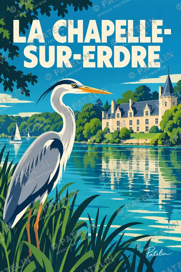 Illustration La Chapelle-sur-Erdre — Un héron sur l’Erdre, style Pop