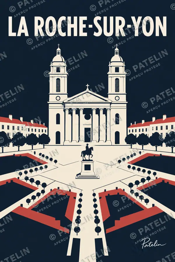 Illustration La Roche-sur-Yon — La place Napoléon, style Minimal