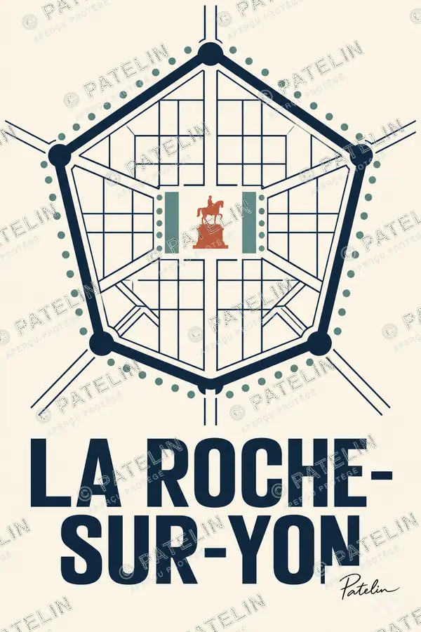 Illustration La Roche-sur-Yon — Le plan du Pentagone, style Minimal