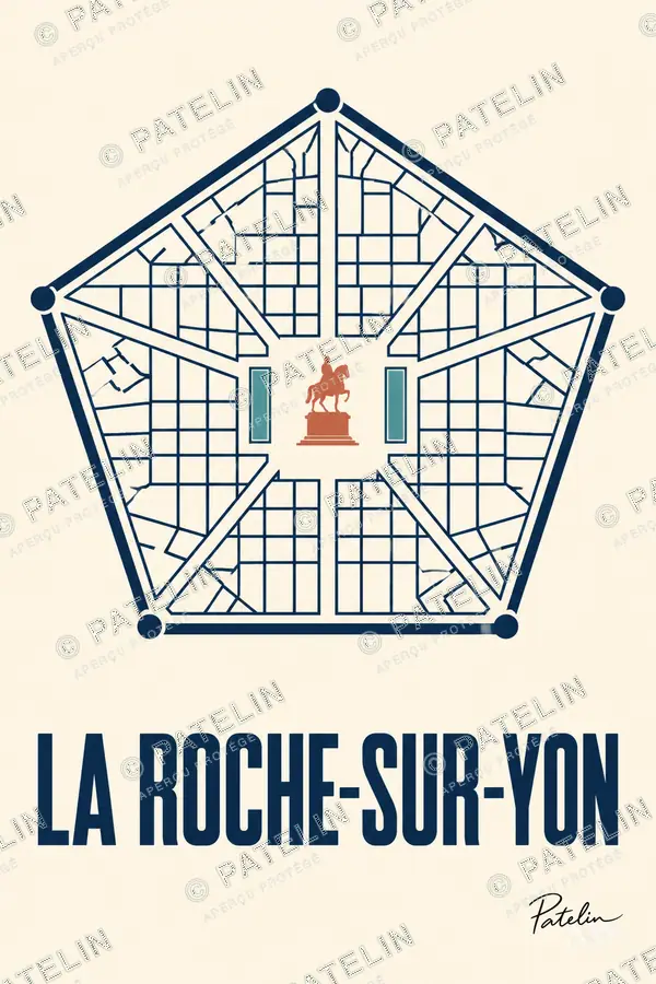 Illustration La Roche-sur-Yon — La ville en lignes, style Minimal