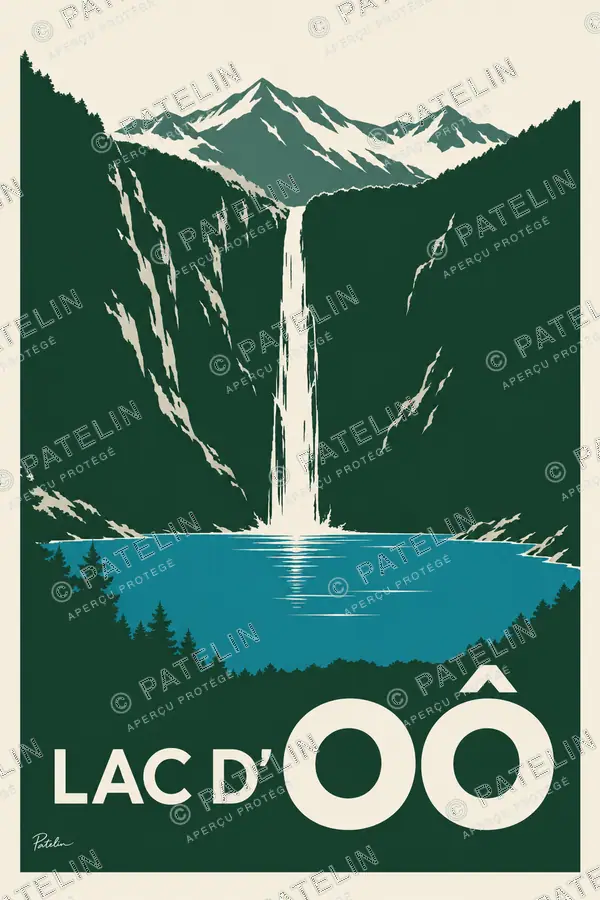 Illustration Lac d’Oô — Lac d’Oô, style Minimal