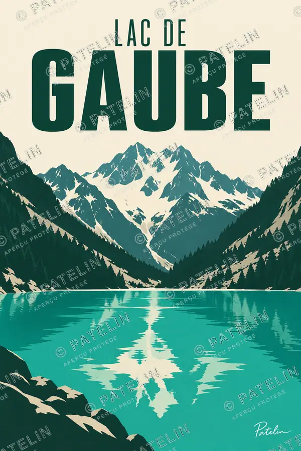 Illustration Lac de Gaube — Lac de Gaube, style Minimal