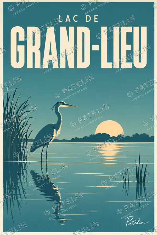 Illustration Lac de Grand-Lieu — Les rives du lac de Grand-Lieu, style Minimal