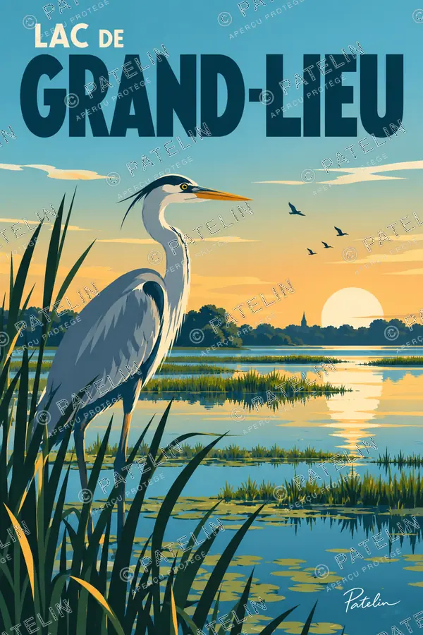 Illustration Lac de Grand-Lieu — Les rives du lac de Grand-Lieu, style Pop