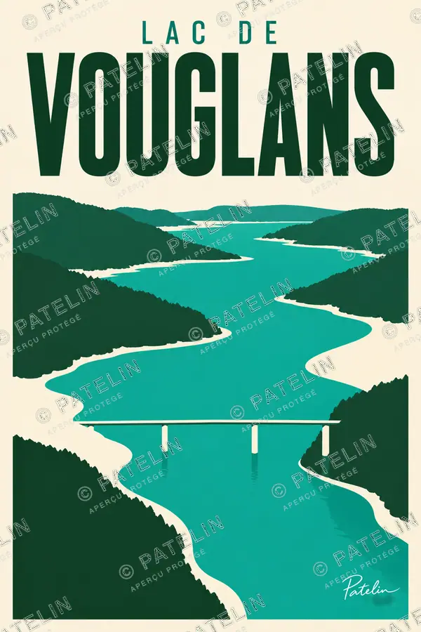 Illustration Lac de Vouglans — Lac de Vouglans, style Minimal