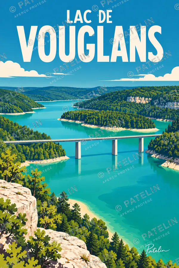Illustration Lac de Vouglans — Lac de Vouglans, style Pop
