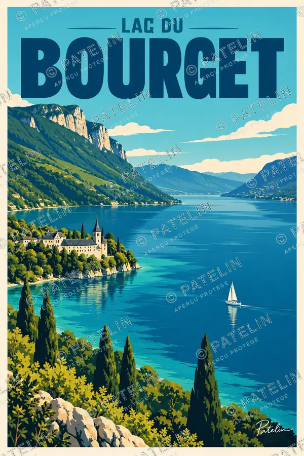 Illustration Lac du Bourget — Lac du Bourget, style Pop