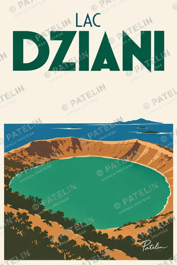 Illustration Lac Dziani — Lac Dziani, style Minimal