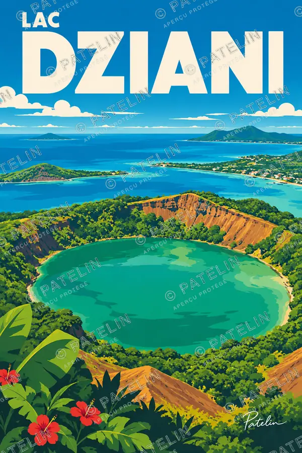 Illustration Lac Dziani — Lac Dziani, style Pop