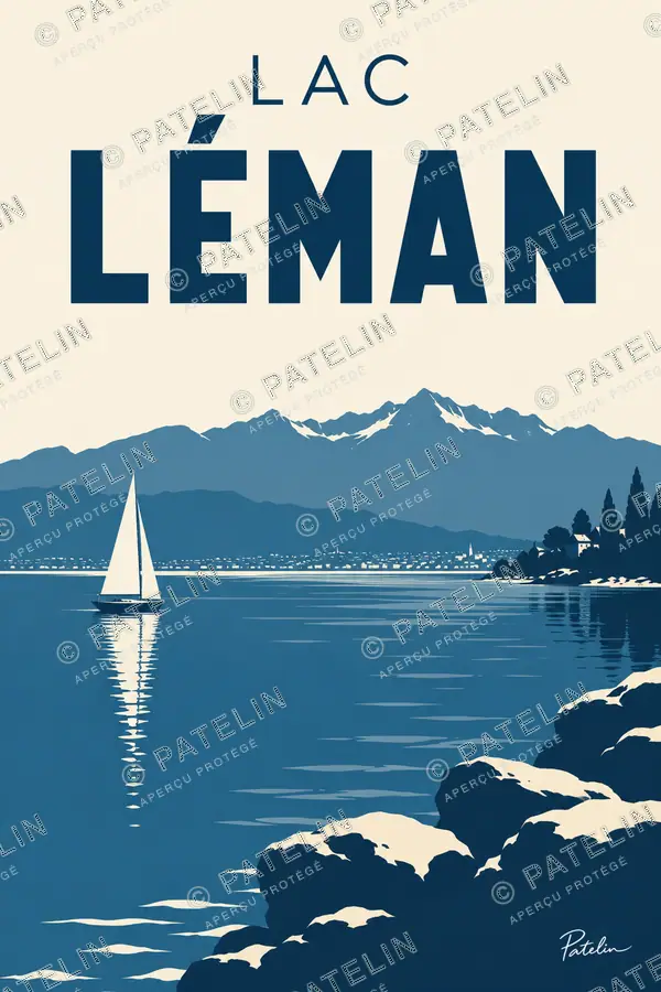Illustration Lac Léman — Lac Léman, style Minimal