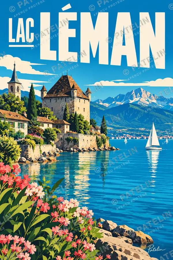 Illustration Lac Léman — Lac Léman, style Pop
