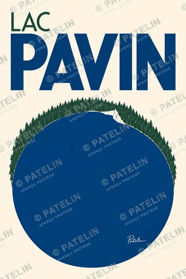 Illustration Lac Pavin — Lac Pavin, style Minimal
