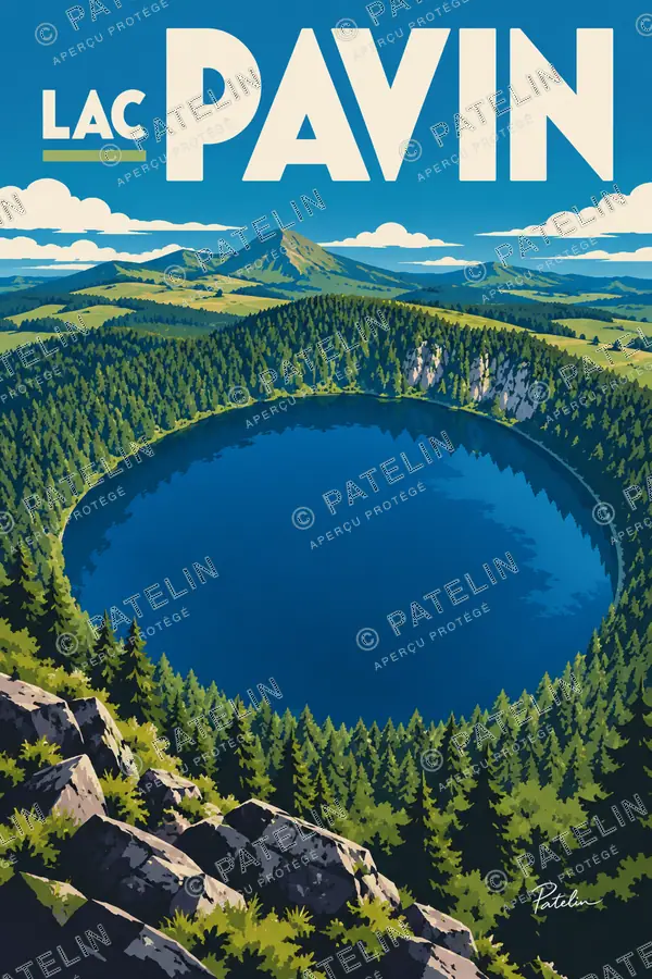 Illustration Lac Pavin — Lac Pavin, style Pop