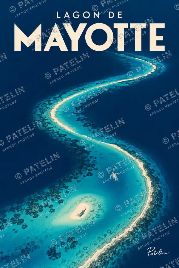 Illustration Lagon de Mayotte — Le récif et le lagon, style Minimal
