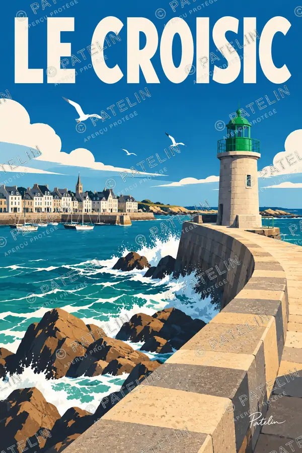 Illustration Le Croisic — Le phare et le port, style Pop