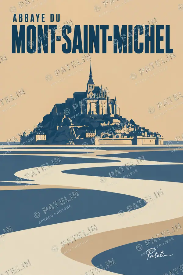 Illustration Le Mont-Saint-Michel — L’abbaye du Mont-Saint-Michel, style Minimal