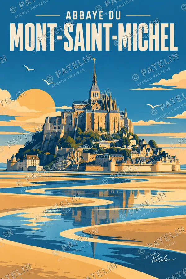 Illustration Le Mont-Saint-Michel — L’abbaye du Mont-Saint-Michel, style Pop