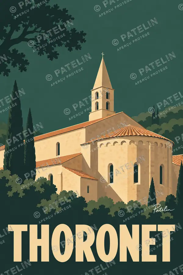 Illustration Le Thoronet — L’abbaye et son clocher, style Minimal