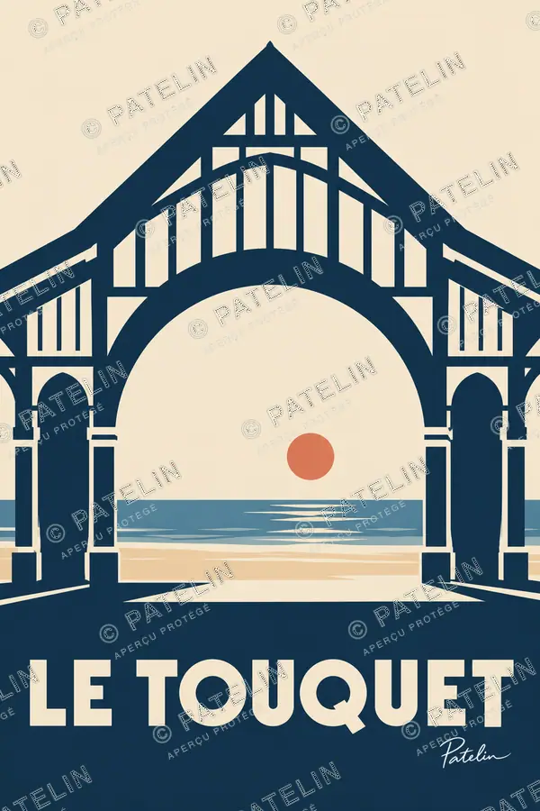 Illustration Le Touquet-Paris-Plage — L’arche face à la mer, style Minimal
