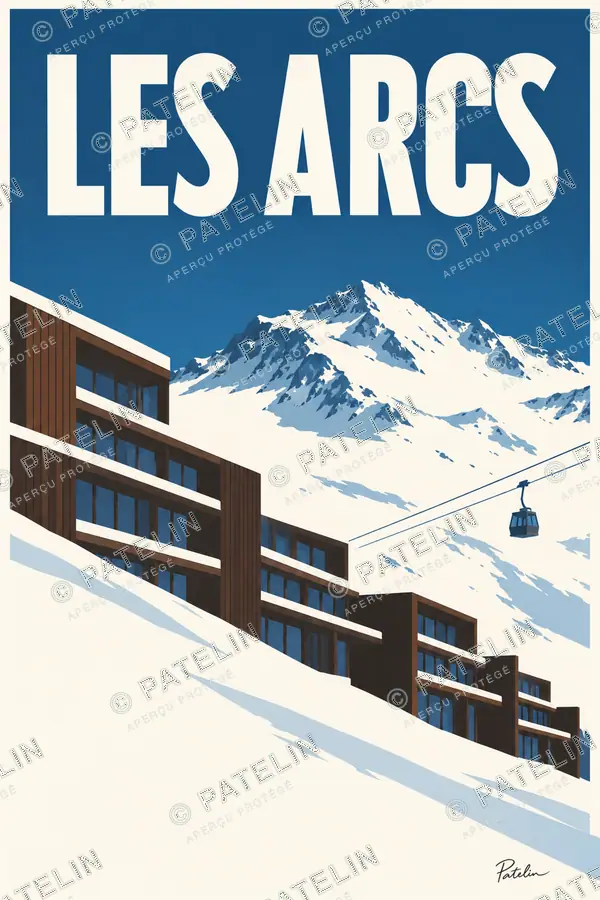 Illustration Les Arcs — Les résidences dans la pente, style Minimal