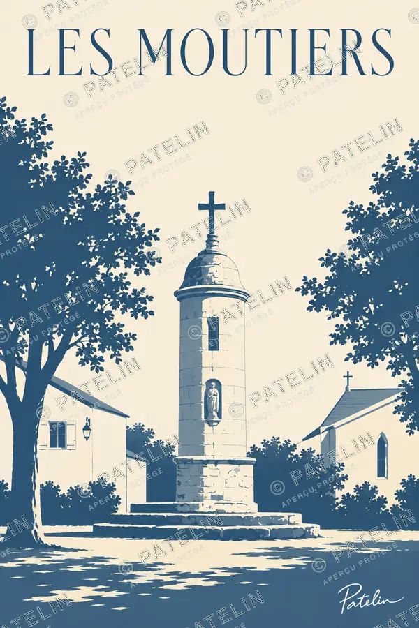 Illustration Les Moutiers-en-Retz — La lanterne des morts, style Minimal