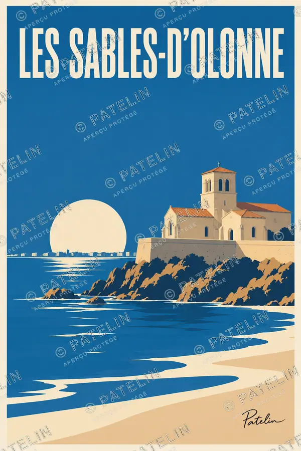 Illustration Les Sables-d'Olonne — Le prieuré face à la mer, style Minimal
