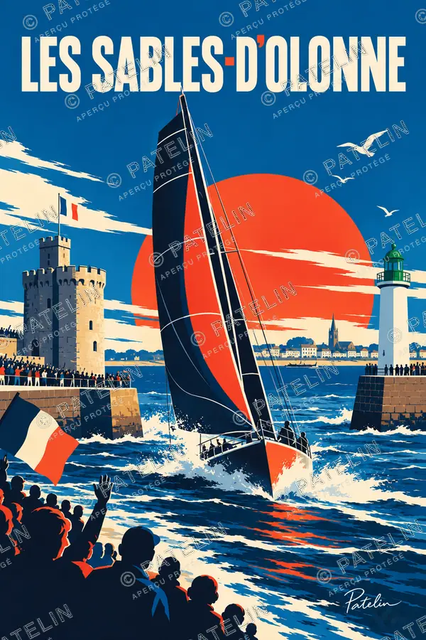 Illustration Les Sables-d'Olonne — Vendée Globe — le départ, style Pop