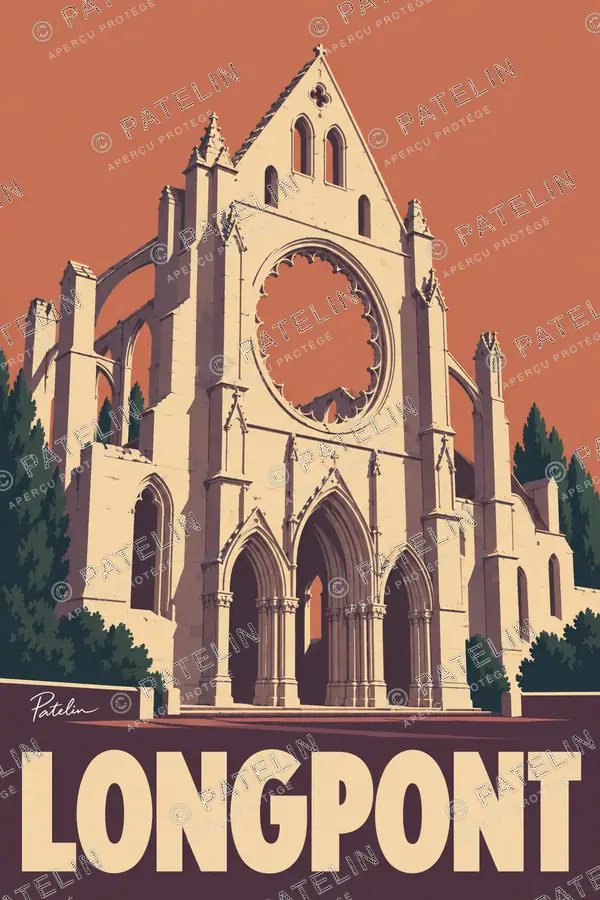 Illustration Longpont — La façade de l’abbaye, style Minimal