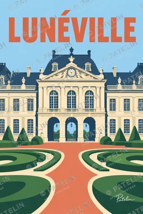Illustration Lunéville — Le château et ses jardins, style Pop