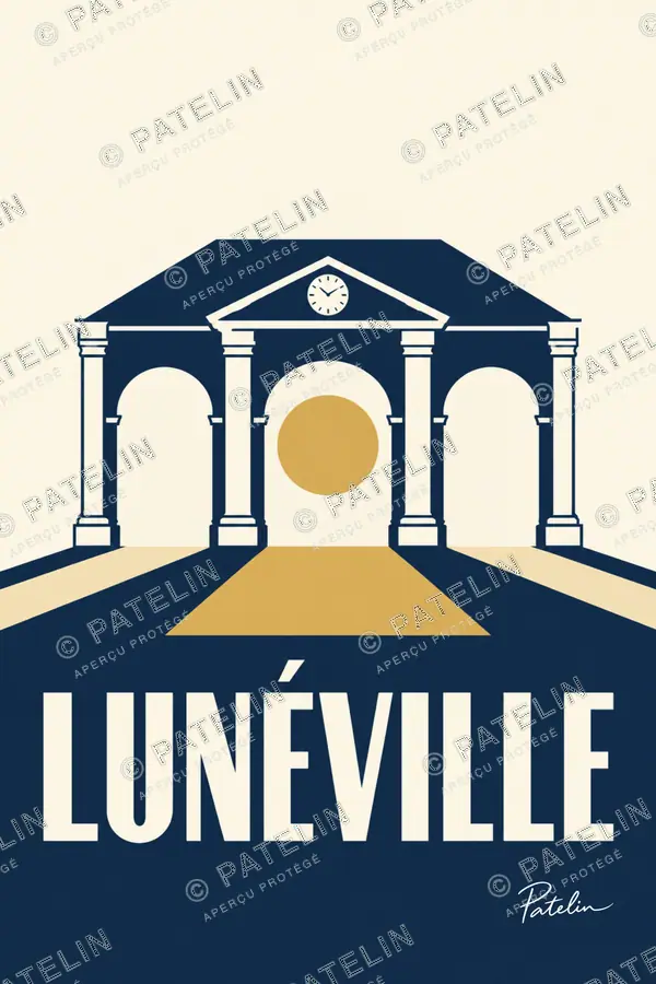 Illustration Lunéville — Le porche du château, style Minimal