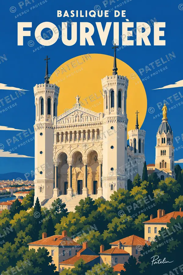 Lyon — La basilique de Fourvière, illustration Pop