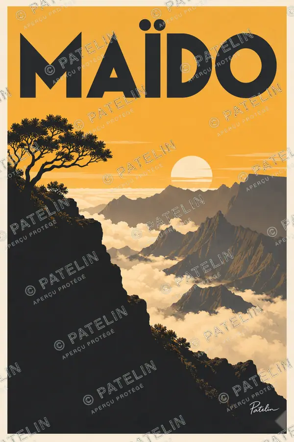 Illustration Maïdo — Le panorama sur Mafate, style Minimal