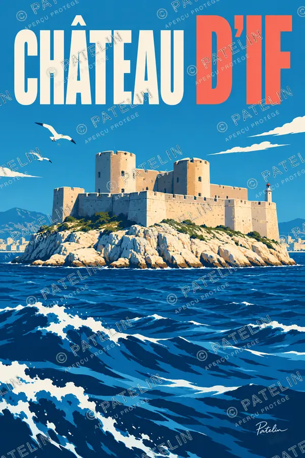 Illustration Marseille — Le château d’If, style Pop