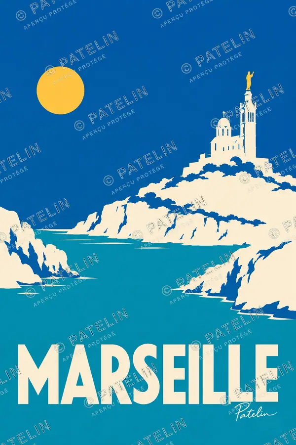 Illustration Marseille — La basilique et la lumière, style Minimal