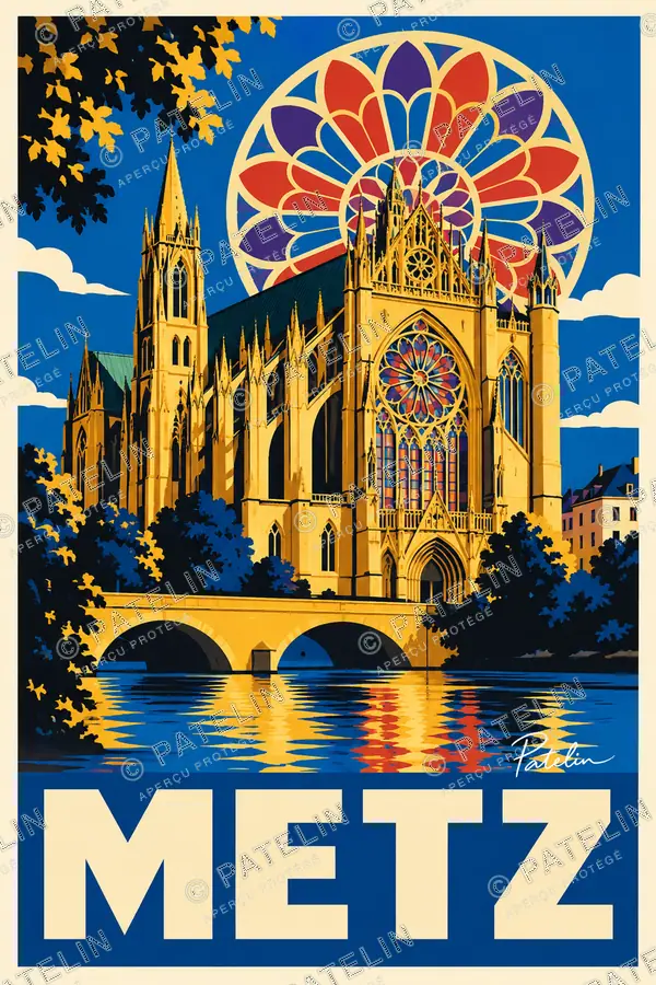 Metz — La cathédrale et ses vitraux, illustration Pop