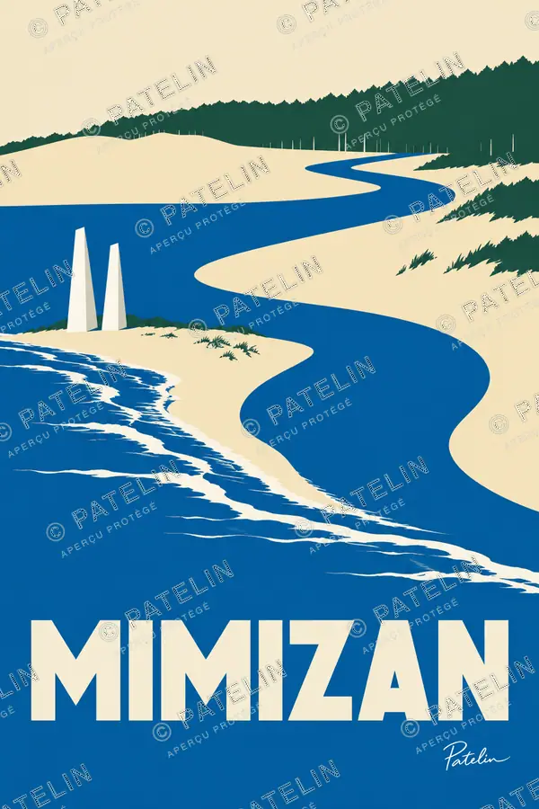 Illustration Mimizan — Le courant entre les dunes, style Minimal