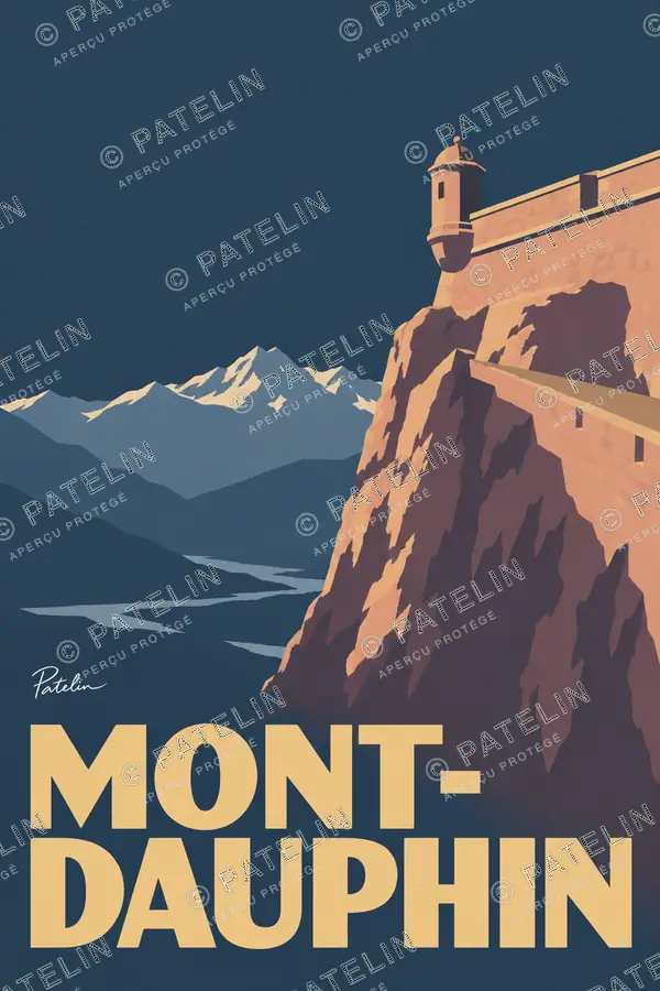 Illustration Mont-Dauphin — L’échauguette au-dessus de la vallée, style Minimal